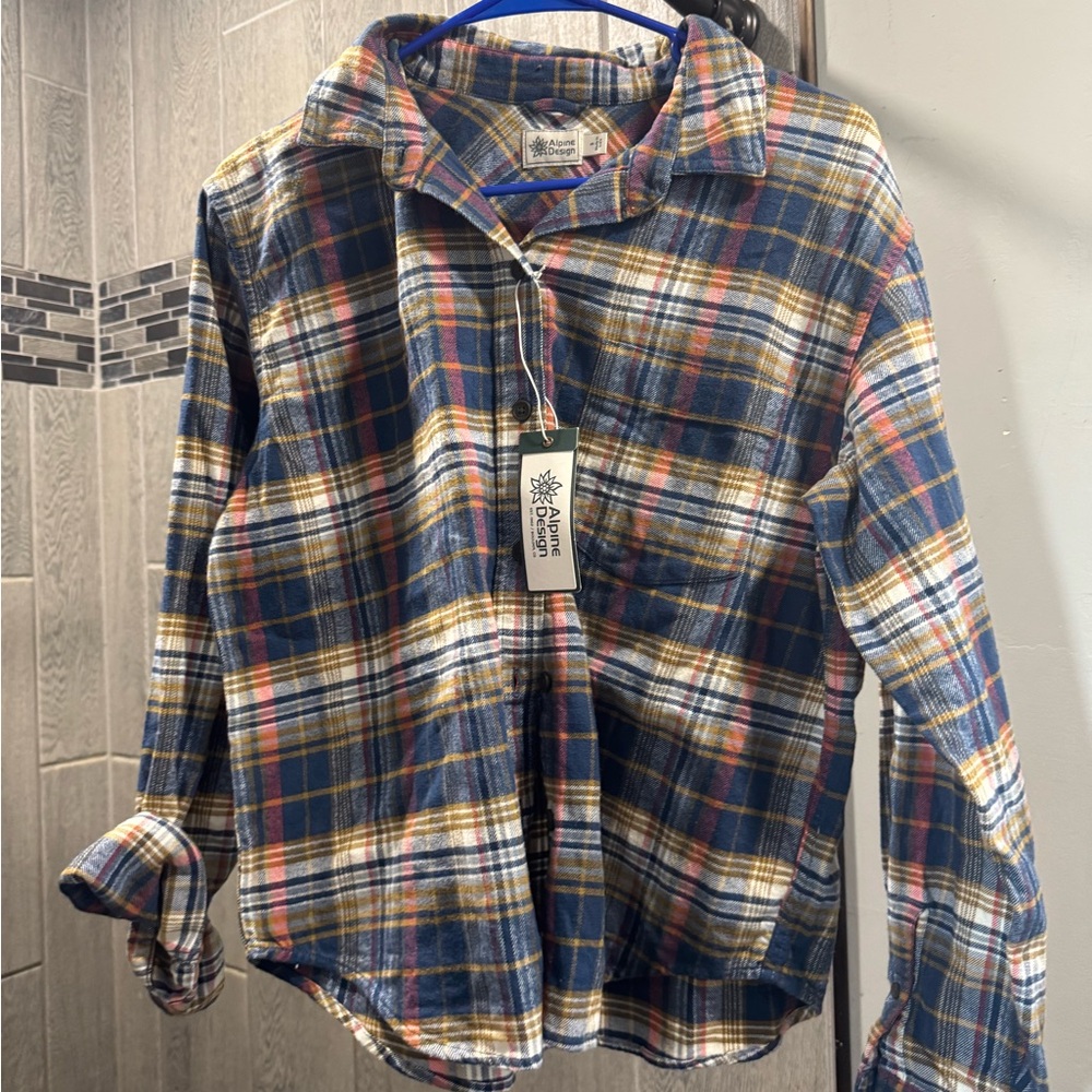 Alpine design Blue Plaid Button Down Shirt